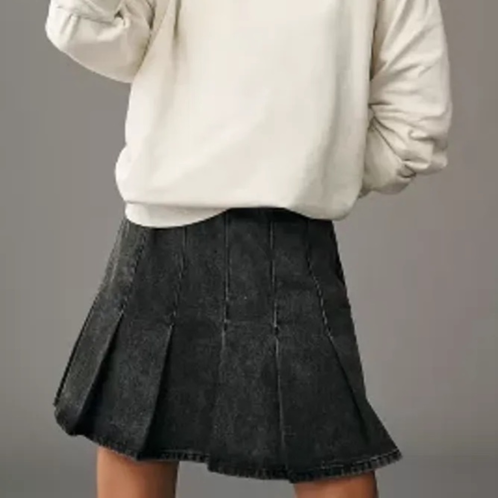 Pilcro pleated denim skirt
